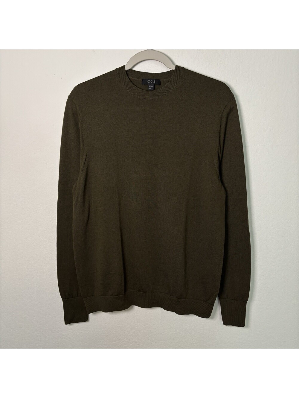 COS Men’s 100% Wool Army Green Sweater Size M Military Core Pullover Excellent